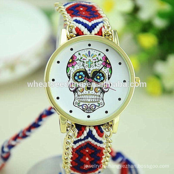 New design handmade wooven skeleton watch